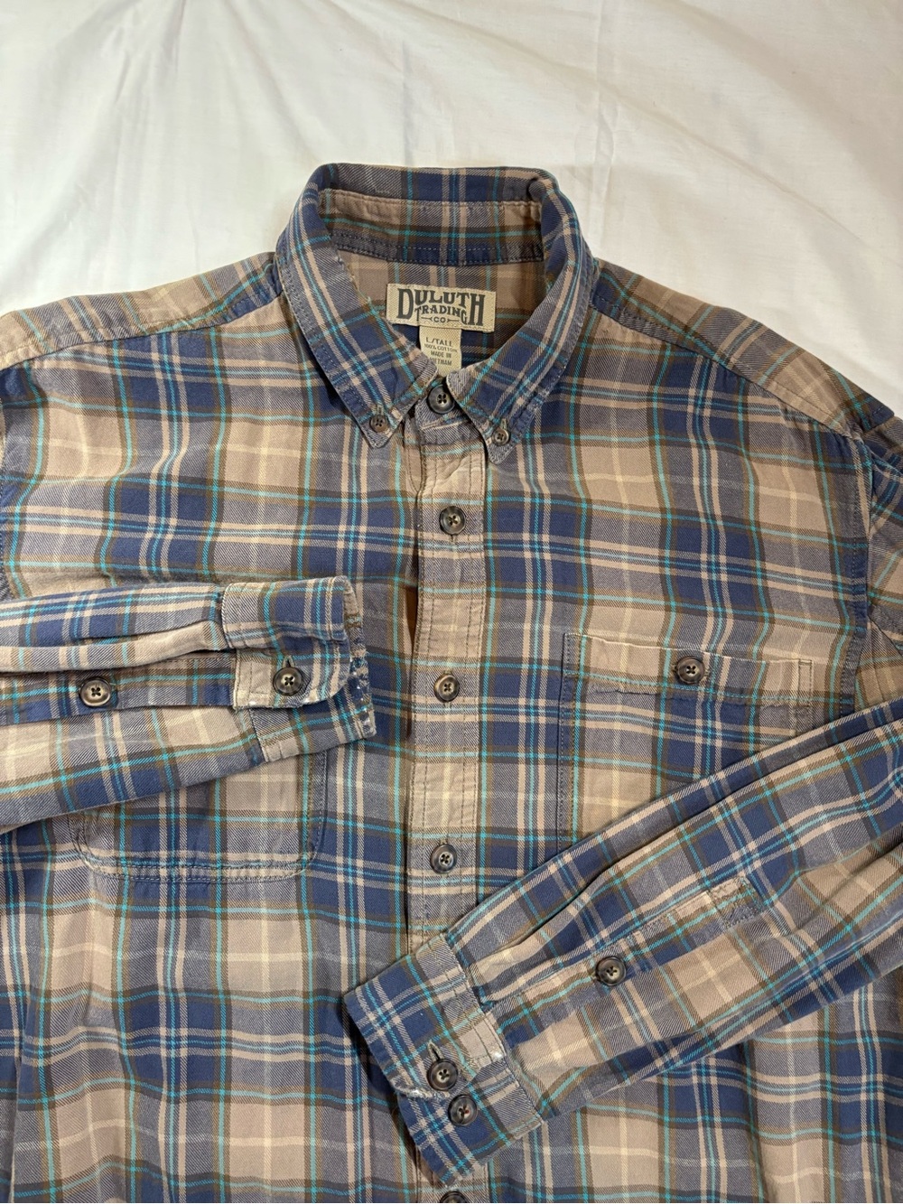 Duluth Trading Co Men's Long Sleeve Shirt Multicolor Plaid Flannel, Size L/tall
